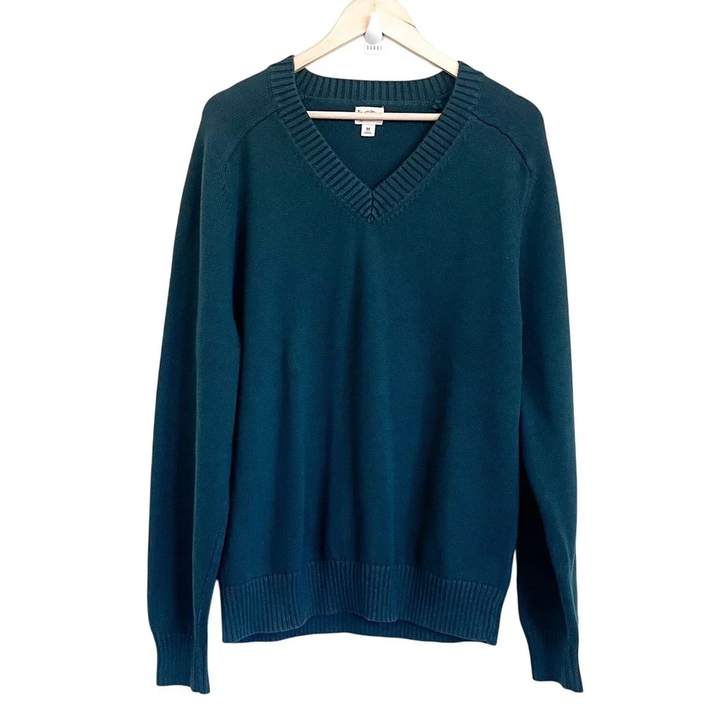 J Crew Mens‎ Heritage Cotton V-neck Sweater Size M Green Heritage Classic Preppy